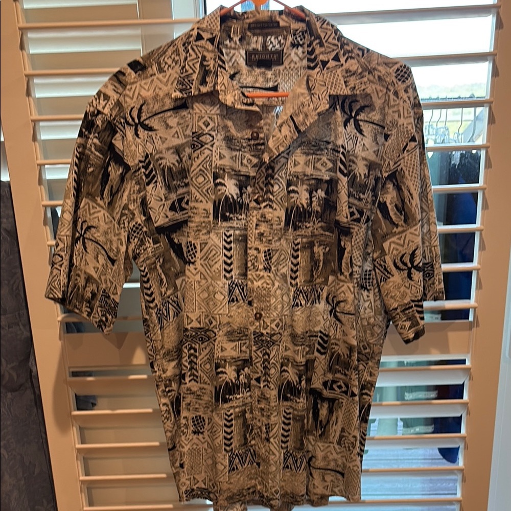 Knights Sportswear Black and Gray Casual Button Down Shirt